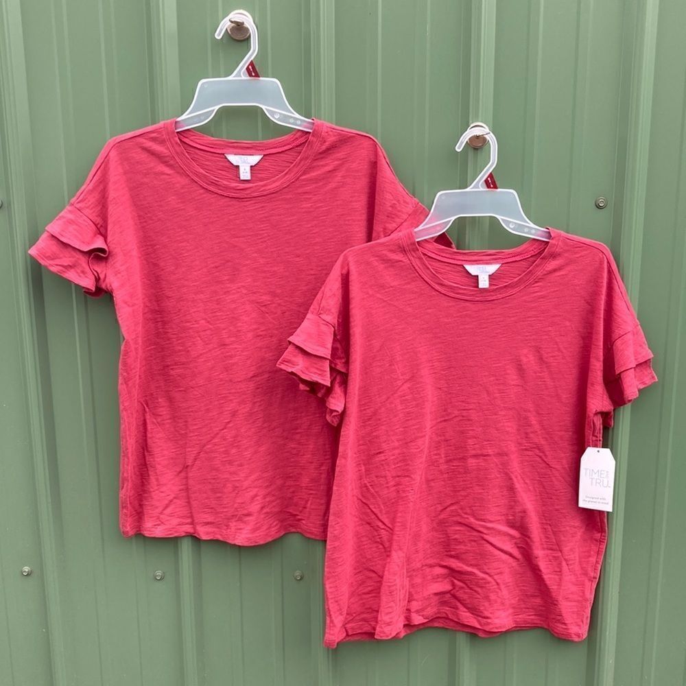 Women's Flutter Sleeve Knit Top T-Shirts 2-Pack Size S
